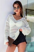 Load image into Gallery viewer, Hollow Out Crochet V Neck Pullover Sweater