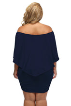 Load image into Gallery viewer, Plus Size Multiple Dressing Layered Dark Blue Mini Poncho Dress