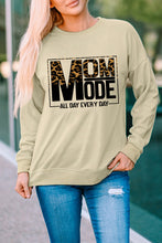 Load image into Gallery viewer, Khaki MOM MODE Leopard Print Long Sleeve Sweatshirt