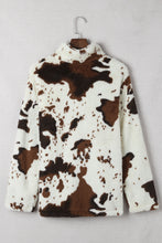 Load image into Gallery viewer, Zip Collar Cow Print Fleece Sweatshirt