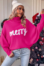 Load image into Gallery viewer, Merry Letter Embroidered High Neck Sweater