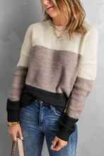 Load image into Gallery viewer, Color Block Netted Texture Pullover Sweater