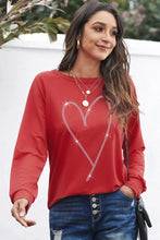 Load image into Gallery viewer, Rhinestone Heart Shaped Long Sleeve Sweatshirt