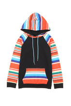 Load image into Gallery viewer, Multicolor Colorful Striped Patchwork Kangaroo Pocket Hoodie