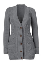 Load image into Gallery viewer, Dark Gray Front Pocket and Buttons Closure Cardigan