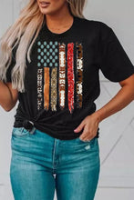Load image into Gallery viewer, Western American Flag Print Short Sleeve Graphic Tee