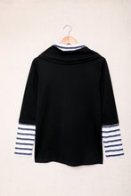 Load image into Gallery viewer, Striped Splicing High Neck Sweatshirt