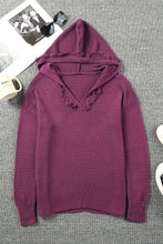 Load image into Gallery viewer, V Neck Ribbed Drop Shoulder Hooded Sweater