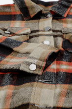 Load image into Gallery viewer, Khaki Geometric Plaid Print Pocketed Shacket