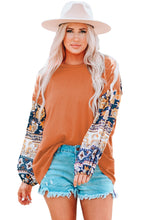Load image into Gallery viewer, Boho Floral Print Balloon Sleeve Top with Lace Details
