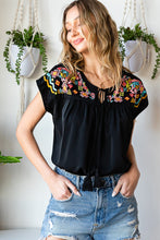 Load image into Gallery viewer, Geometric Floret Embroidered Short Sleeve Blouse