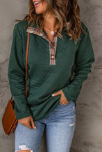 Load image into Gallery viewer, Geometric Texture Plaid Trim Sweatshirt