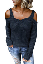 Load image into Gallery viewer, Dark Blue Dew Shoulder Juliette Knitted Sweater
