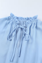 Load image into Gallery viewer, Light Blue V Neck Long Sleeve Ruffle Tiered Mini Dress