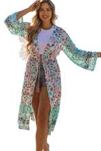 Load image into Gallery viewer, Multicolor Long Sleeve Tassel Tie Floral Kimono