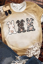 Load image into Gallery viewer, Khaki Easter Bunny Leopard Bleached Print Graphic Tee
