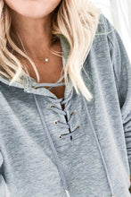 Load image into Gallery viewer, Grey Casual Solid Color Lace-up Hoodie