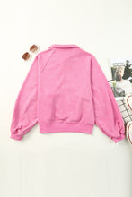 Load image into Gallery viewer, Washed Snap Buttons Lantern Sleeve Pullover Sweatshirt