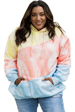 Load image into Gallery viewer, Colorblock Kangaroo Pocket Plus Size Hoodie