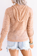 Load image into Gallery viewer, Khaki Solid Color Drawstring Hoodie with Kangaroo Pocket