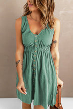 Load image into Gallery viewer, Buttons Sleeveless High Waist Mini Dress