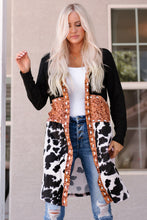 Load image into Gallery viewer, Western Pattern Cow Patchwork Open Front Cardigan