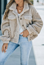 Load image into Gallery viewer, Khaki Solid Color Plush Fleece Button up Jacket