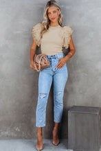 Load image into Gallery viewer, Dotty Mesh Ruffle Sleeve Ribbed Knit Top