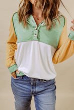 Load image into Gallery viewer, Colorblock Button Accent Pullover Hoodie