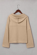 Load image into Gallery viewer, Khaki Casual Button Solid Patchwork Trim Hoodie