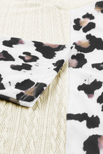 Load image into Gallery viewer, Beige Asymmetric Leopard Patchwork Wide Sleeve V Neck Sweater