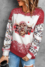 Load image into Gallery viewer, Valentines Heifer Graphic Print Leopard Bleached Sweatshirt