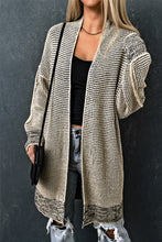 Load image into Gallery viewer, Plaid Knitted Long Open Front Cardigan