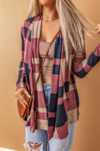 Load image into Gallery viewer, Draped Open Front Plaid Cardigan