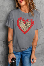 Load image into Gallery viewer, Sequin Leopard Heart Graphic T-shirt