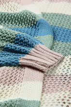 Load image into Gallery viewer, Striped Color Block Hollowed Knit Cardigan