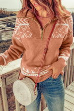 Load image into Gallery viewer, Geometry Knit Quarter Zip Sweater
