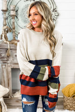 Load image into Gallery viewer, Buttoned Shoulder Drop Shoulder Striped Sweater