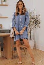 Load image into Gallery viewer, Buttoned Long Sleeve Denim Mini Dress