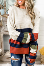 Load image into Gallery viewer, Buttoned Shoulder Drop Shoulder Striped Sweater