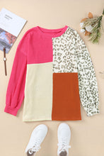 Load image into Gallery viewer, Leopard Patchwork Color Block Ribbed Long Sleeve Top