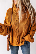 Load image into Gallery viewer, Cuddle Weather Cable Knit Handmade Turtleneck Sweater