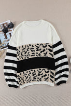 Load image into Gallery viewer, Slouchy Drop-shoulder Leopard Striped Colorblock Sweater