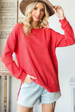 Load image into Gallery viewer, Waffle Knit Side Slit Pullover Top