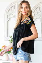 Load image into Gallery viewer, Geometric Floret Embroidered Short Sleeve Blouse