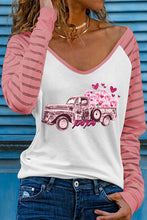 Load image into Gallery viewer, Valentine Colorblock Car & Heart Graphic Long Sleeve Top