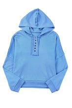 Load image into Gallery viewer, Casual Button Solid Patchwork Trim Hoodie