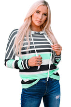 Load image into Gallery viewer, Striped Drawstring Long Sleeve Hoodie