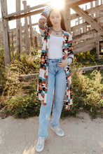 Load image into Gallery viewer, Multicolor Geometric Color Block Open Front Long Cardigan