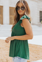 Load image into Gallery viewer, Ribbed Flounce Sleeve V Neck Babydoll Top